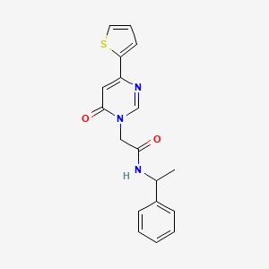 2-(6-oxo-4-(thiophen-2-yl)pyrimidin-1(6H)-yl)-N-(1-phenylethyl)acetamide - 1257548-85-8