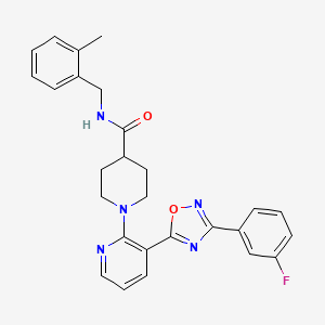 1-{3-[3-(3-fluorophenyl)-1,2,4-oxadiazol-5-yl]pyridin-2-yl}-N-[(2-methylphenyl)methyl]piperidine-4-carboxamide - 1251703-26-0