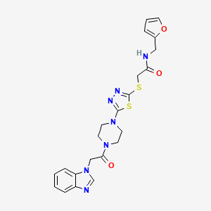 2-((5-(4-(2-(1H-benzo[d]imidazol-1-yl)acetyl)piperazin-1-yl)-1,3,4-thiadiazol-2-yl)thio)-N-(furan-2-ylmethyl)acetamide - 1207029-74-0