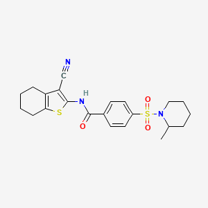 N-(3-cyano-4,5,6,7-tetrahydrobenzo[b]thiophen-2-yl)-4-((2-methylpiperidin-1-yl)sulfonyl)benzamide - 683765-38-0