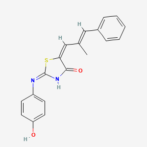 (2E,5E)-2-((4-hydroxyphenyl)imino)-5-((E)-2-methyl-3-phenylallylidene)thiazolidin-4-one - 476668-33-4