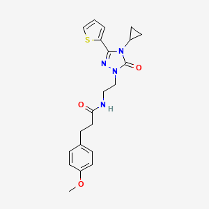 N-(2-(4-cyclopropyl-5-oxo-3-(thiophen-2-yl)-4,5-dihydro-1H-1,2,4-triazol-1-yl)ethyl)-3-(4-methoxyphenyl)propanamide - 1448077-93-7