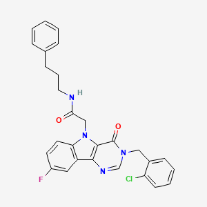 2-(3-(2-chlorobenzyl)-8-fluoro-4-oxo-3H-pyrimido[5,4-b]indol-5(4H)-yl)-N-(3-phenylpropyl)acetamide - 1189686-81-4