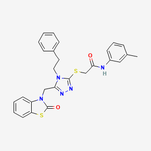 2-((5-((2-oxobenzo[d]thiazol-3(2H)-yl)methyl)-4-phenethyl-4H-1,2,4-triazol-3-yl)thio)-N-(m-tolyl)acetamide - 896677-78-4