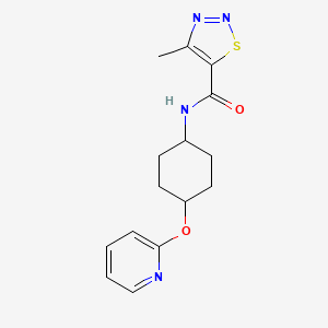 4-methyl-N-((1r,4r)-4-(pyridin-2-yloxy)cyclohexyl)-1,2,3-thiadiazole-5-carboxamide - 2034222-59-6