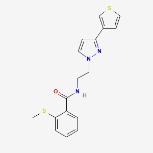 2-(methylsulfanyl)-N-{2-[3-(thiophen-3-yl)-1H-pyrazol-1-yl]ethyl}benzamide - 2034282-65-8