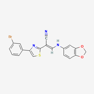 (E)-3-(benzo[d][1,3]dioxol-5-ylamino)-2-(4-(3-bromophenyl)thiazol-2-yl)acrylonitrile - 377056-11-6