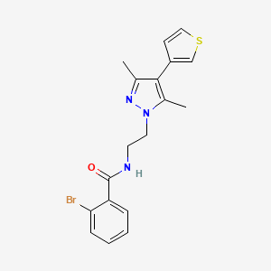 2-bromo-N-(2-(3,5-dimethyl-4-(thiophen-3-yl)-1H-pyrazol-1-yl)ethyl)benzamide - 2034376-52-6