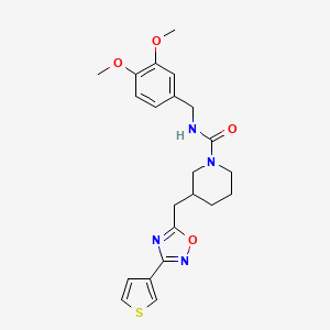 N-(3,4-dimethoxybenzyl)-3-((3-(thiophen-3-yl)-1,2,4-oxadiazol-5-yl)methyl)piperidine-1-carboxamide - 1798529-49-3