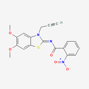 N-[(2Z)-5,6-dimethoxy-3-(prop-2-yn-1-yl)-2,3-dihydro-1,3-benzothiazol-2-ylidene]-2-nitrobenzamide - 895438-15-0