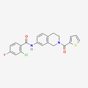 2-chloro-4-fluoro-N-(2-(thiophene-2-carbonyl)-1,2,3,4-tetrahydroisoquinolin-7-yl)benzamide - 955761-75-8