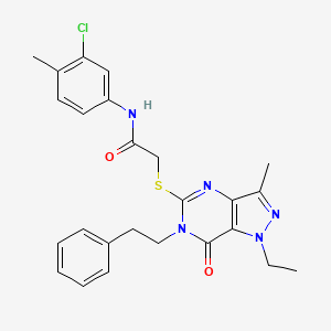 N-(3-chloro-4-methylphenyl)-2-{[1-ethyl-3-methyl-7-oxo-6-(2-phenylethyl)-1H,6H,7H-pyrazolo[4,3-d]pyrimidin-5-yl]sulfanyl}acetamide - 1359172-87-4