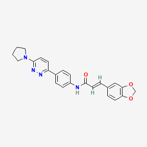 (E)-3-(benzo[d][1,3]dioxol-5-yl)-N-(4-(6-(pyrrolidin-1-yl)pyridazin-3-yl)phenyl)acrylamide - 1203437-06-2