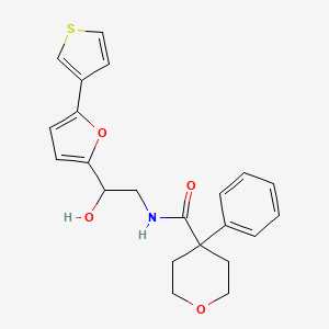 N-(2-hydroxy-2-(5-(thiophen-3-yl)furan-2-yl)ethyl)-4-phenyltetrahydro-2H-pyran-4-carboxamide - 2034344-37-9