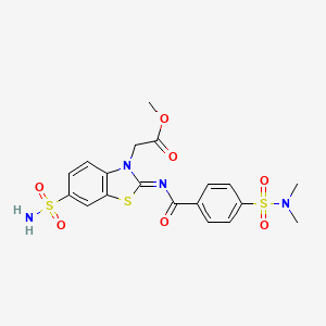 methyl 2-[(2Z)-2-{[4-(dimethylsulfamoyl)benzoyl]imino}-6-sulfamoyl-2,3-dihydro-1,3-benzothiazol-3-yl]acetate - 865198-74-9