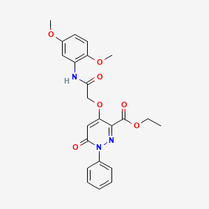 Ethyl 4-(2-((2,5-dimethoxyphenyl)amino)-2-oxoethoxy)-6-oxo-1-phenyl-1,6-dihydropyridazine-3-carboxylate - 899729-71-6