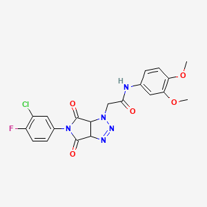 2-[5-(3-chloro-4-fluorophenyl)-4,6-dioxo-1H,3aH,4H,5H,6H,6aH-pyrrolo[3,4-d][1,2,3]triazol-1-yl]-N-(3,4-dimethoxyphenyl)acetamide - 1052608-84-0