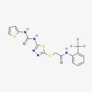 2-((5-(3-(thiophen-2-yl)ureido)-1,3,4-thiadiazol-2-yl)thio)-N-(2-(trifluoromethyl)phenyl)acetamide - 1327391-40-1