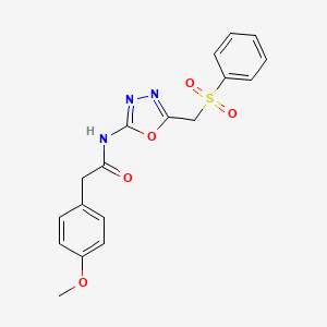 2-(4-methoxyphenyl)-N-(5-((phenylsulfonyl)methyl)-1,3,4-oxadiazol-2-yl)acetamide - 923370-77-8