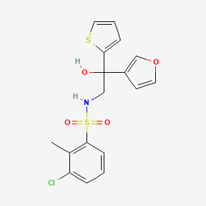 3-chloro-N-(2-(furan-3-yl)-2-hydroxy-2-(thiophen-2-yl)ethyl)-2-methylbenzenesulfonamide - 2034488-83-8